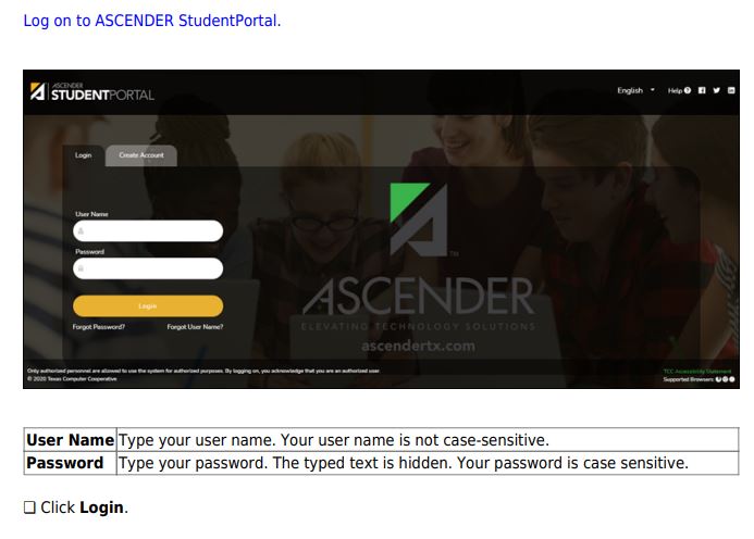 How to Login to the ASCENDER Student Portal?
