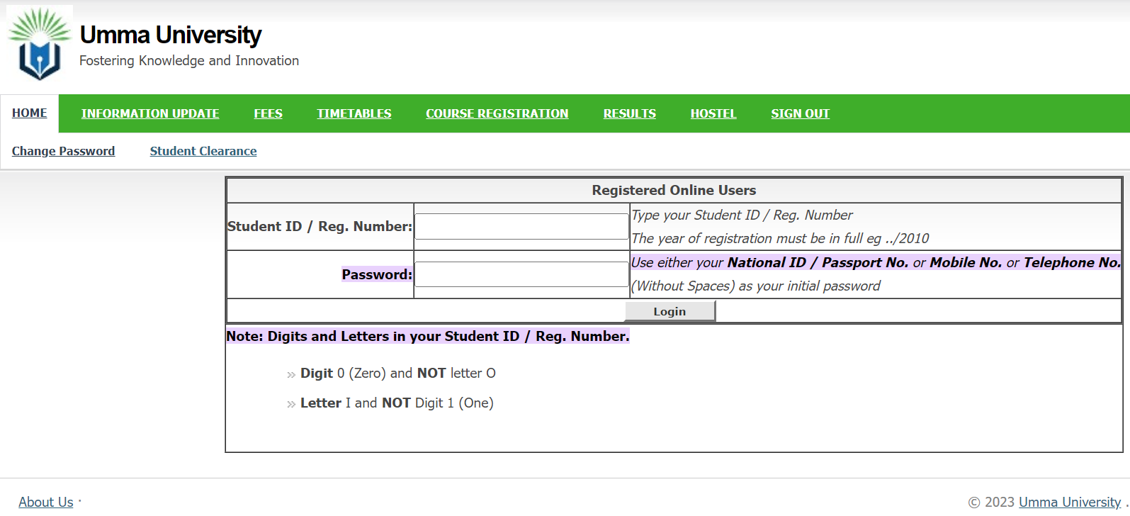 How to Login to the UMMA University Student Portal